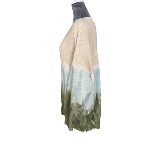 Young Fabulous & Broke Tie-Dye Distressed V-Neck Sweater M/L Cotton Blend Beige/ - Picture 4 of 6